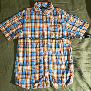 The North face small button up. Gray liner.